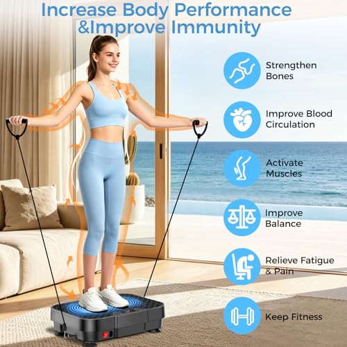 Vibration Plate Exercise Machine - 250 Levels, Auto Mode, Black