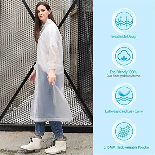 RUISHYY Colorful 5 Pack Reusable EVA Rain Ponchos for Adults Lightweight Waterproof Raincoat with Hood