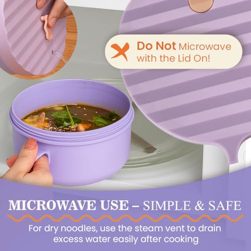 40oz Microwave Ramen Bowl with Dual-Lid System - Portable & Leakproof