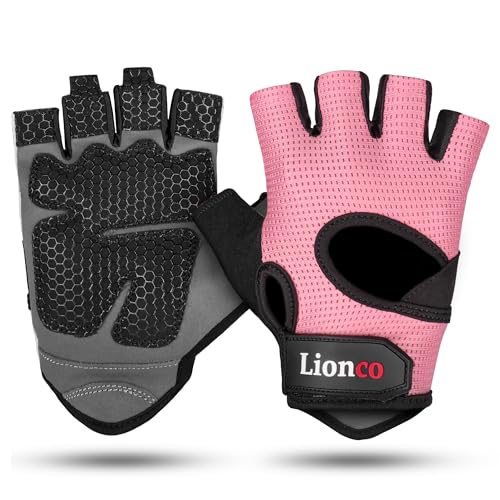 Workout Gloves for Men & Women - Breathable Gel Padded - Pink / Small