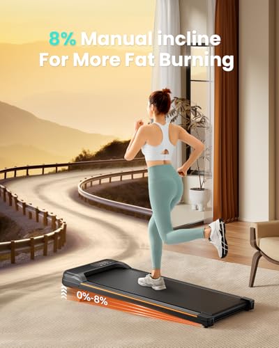 Under Desk Treadmill with Incline & Remote Control - Black Orange