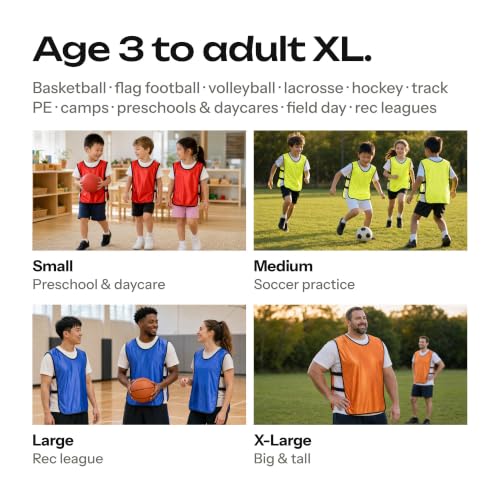 12-Pack Sports Pennies - Opaque Scrimmage Vests for Soccer & Football