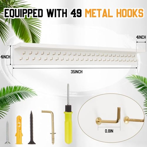 Wooden Medal Hanger Display with 49 Hooks - Trophy Holder Shelf