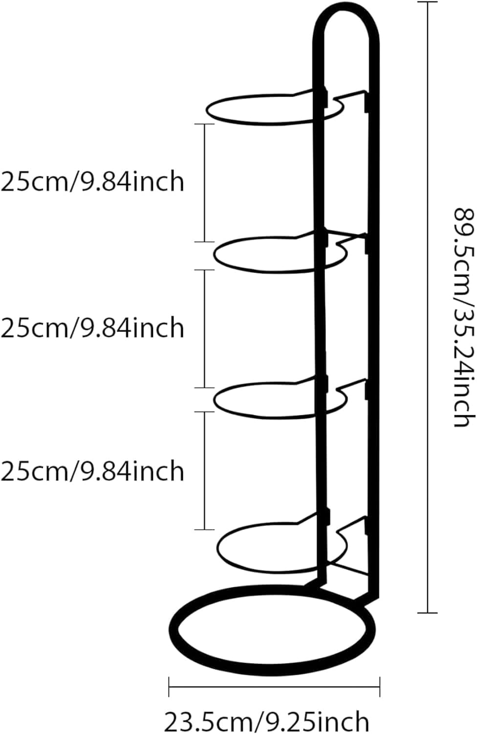 Skiennix 4-Tier Ball Storage Rack - Heavy-Duty Carbon Steel Holder for Basketball & Football | Nail-Free Design