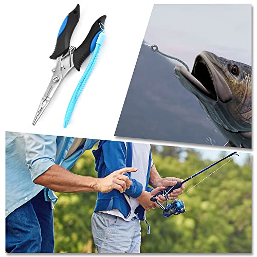Stainless Steel Long Nose Fishing Pliers with Lanyard - 18cm