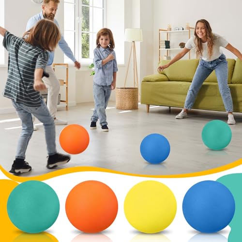 Seenelling 7 Inch Soft Foam Dodgeballs - 4 Pack, Lightweight Silent Playground Balls for Kids Indoor Sports