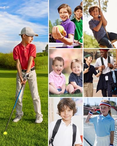 Boys' Performance Polo Shirt - Quick-Dry Golf Shirt, 8 Years / White