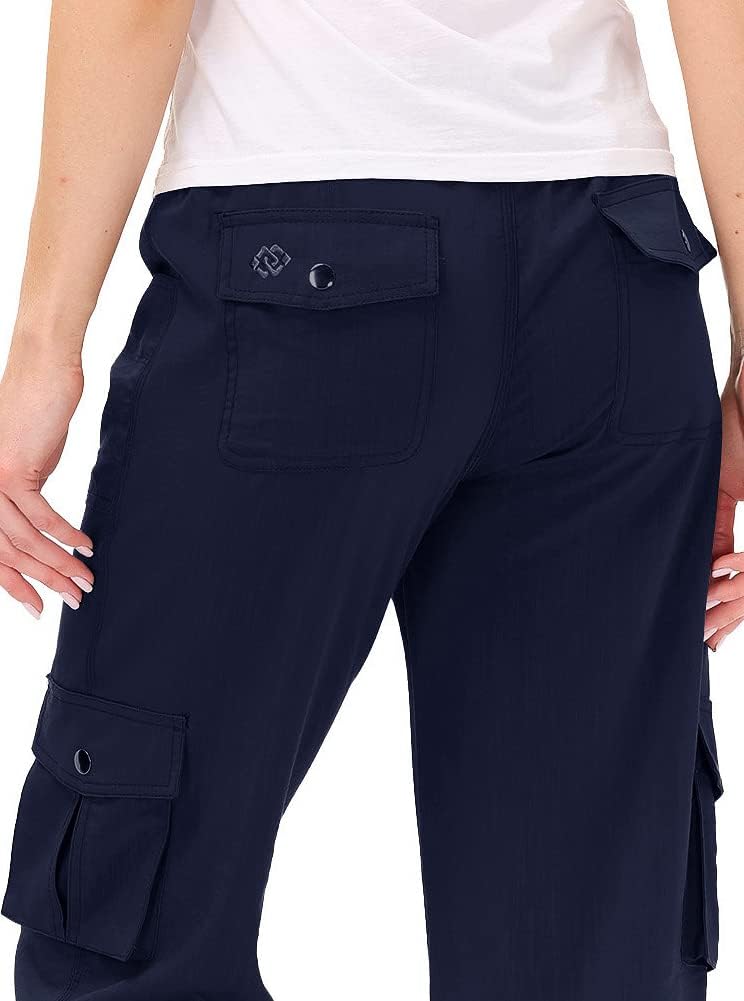 MoFiz Women's Casual Capri Pants - Lightweight Baggy Cargo with Pockets for Hiking & Everyday Wear