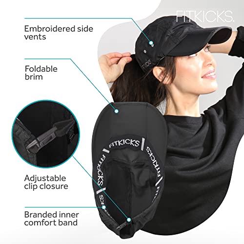 FITKICKS Adjustable Ball Cap with UPF 50+ - One Size Black V2