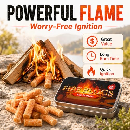 28-Pack Waterproof Fire Starters with 5+ Minute Burn Time