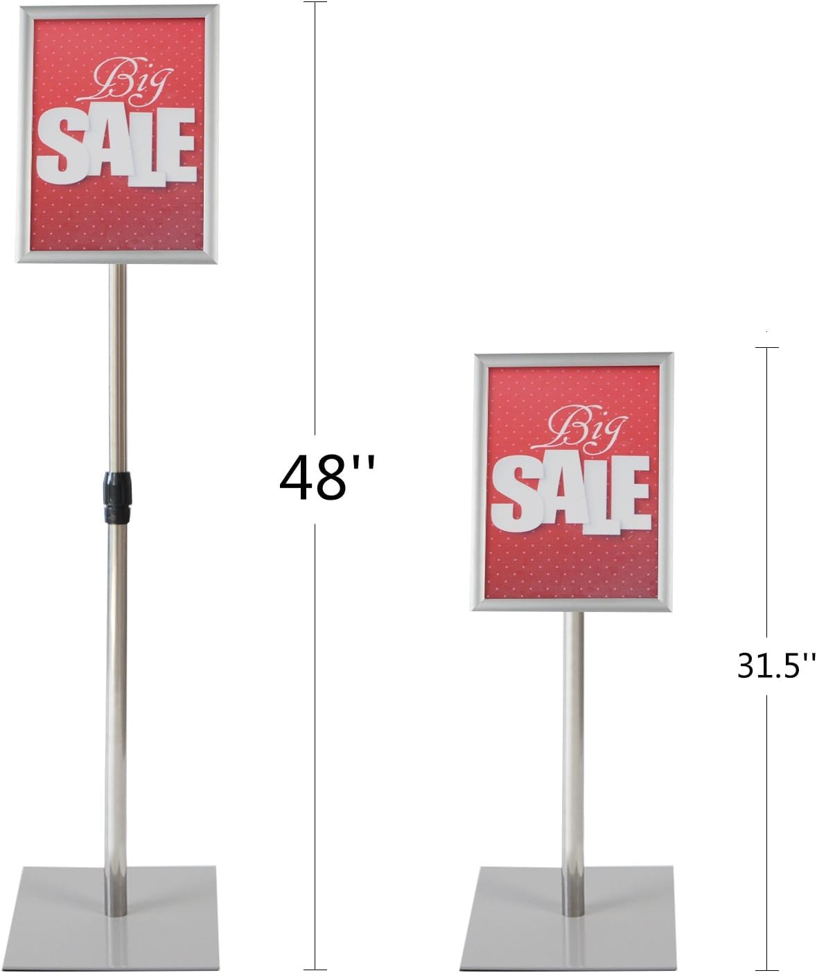 Adjustable Heavy Duty Pedestal Sign Holder Poster Stand - 8.5x11 Inch Vertical & Horizontal Sign Stand Displayed Poster Holder, Square Base Sign Stands for Display, Advertisement & Outdoor Sign Holder