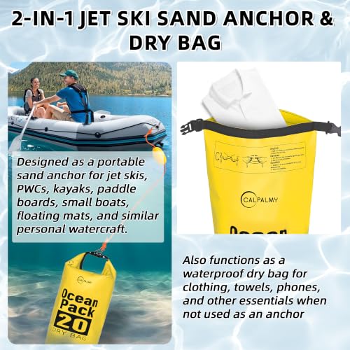 Yellow 20L 2-in-1 Sand Anchor Bag for Kayaks, Jet Skis & Floats