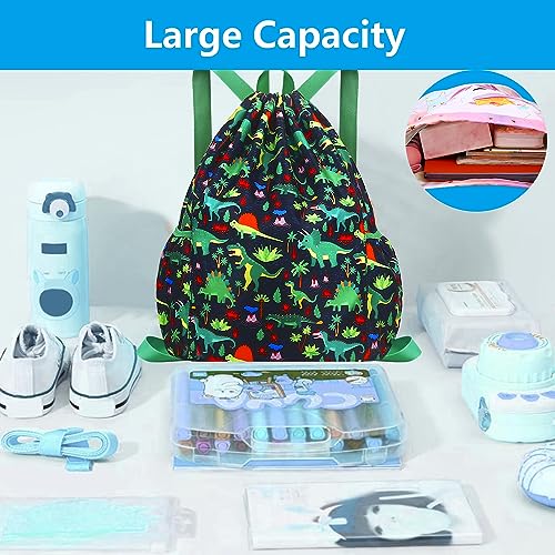 Drawstring Backpack for Kids - Large Capacity Dinosaur Daypack - Color13