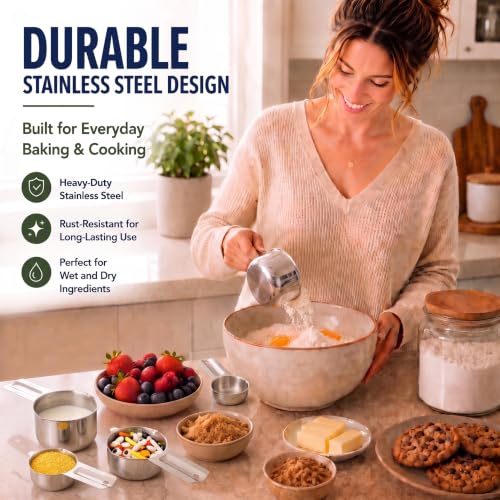 AIKEXIN 20-Piece Stainless Steel Measuring Cups & Spoons Set for Baking & Cooking