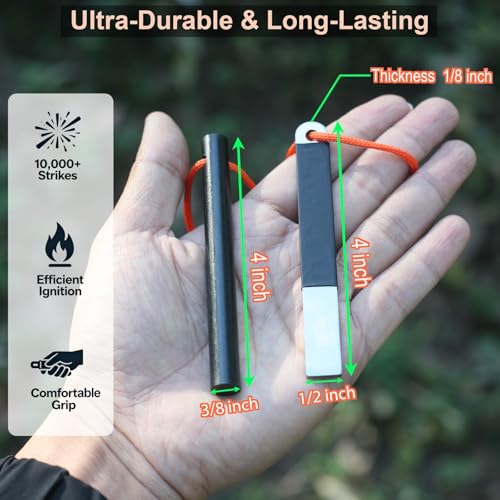 4-Inch Ferrocerium Fire Starter Rod with Stainless Steel Striker