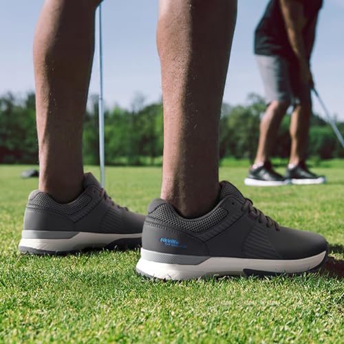Extra Wide Men's Waterproof Golf Shoes with Arch Support - Charcoal Grey