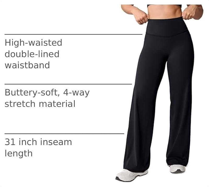 UNISSU No Front Seam Wide Leg Pants 31'' Medium Black