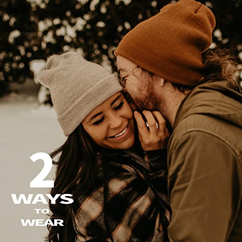 Cuffed Knit Beanie Hat for Men & Women - Black & White