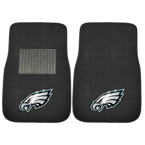 Embroidered Team Logo Car Mat Set - Philadelphia Eagles 17"x25.5" - Black