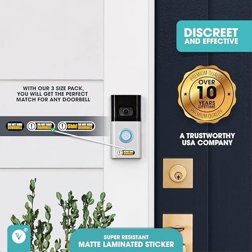 Tiny Do Not Ring Doorbell Small Stickers | Tiny Size Perfect for Video Doorbell | 3 Sizes Front Door Sign for House | Matte Black Weatherproof Stickers | Dont Ring The Bell Small Sign