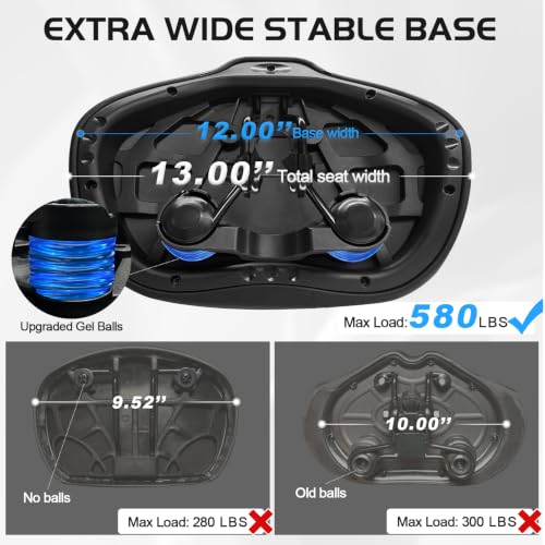 Extra Wide Noseless Bike Seat Cushion - Black - Comfortable Saddle for Peloton & Electric Bikes