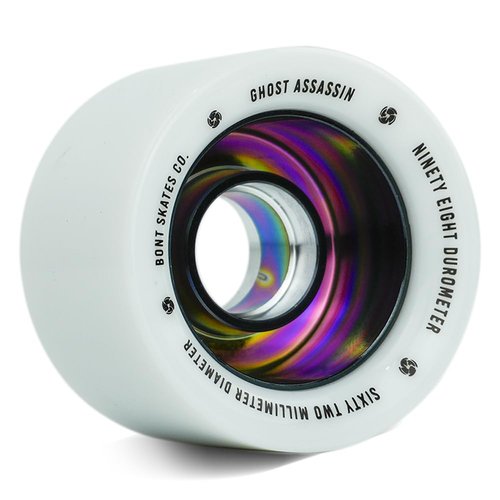 Bont Ghost Assassin Aluminum Hub Roller Skate Wheels, Indoor Jam & Speed, 62mm 98A, Set of 4 | White