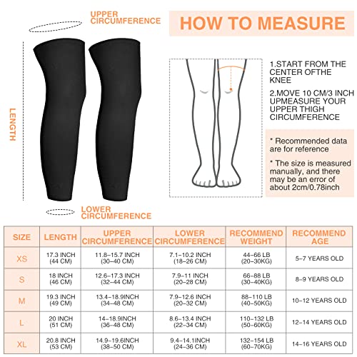 Kids Compression Leg Sleeves - 2 Pairs, Black & White, Medium