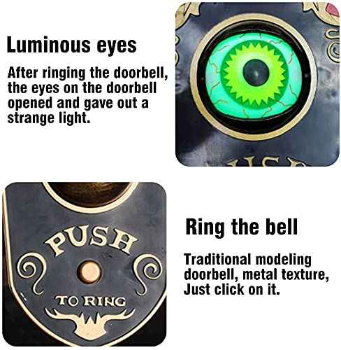 Gutecomuik Halloween Decorations, Halloween Doorbell, Animated Eyeball with Spooky-Sounds, Creepy Animated Eyeball, Trick Or Treat Event for Haunted House Halloween Party