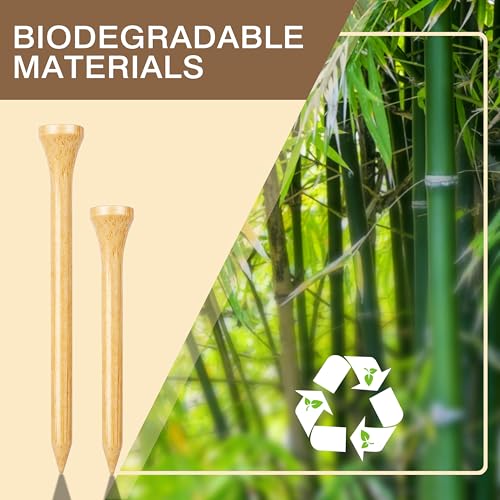 BIRDIEBLAST Natural Bamboo Golf Tees 3-1/4 Inch, 200 Pack, Reduces Friction & Side Spin