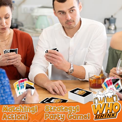 WHODRINK Card Game for Adults - Party & Drinking Games for Groups, Bachelorette & Date Night, 136 Cards