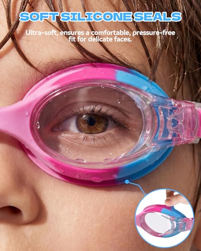 Aegend Kids Swimming Goggles Pink 3-8 Years Anti-UV Leak-Resistant Pack of 1