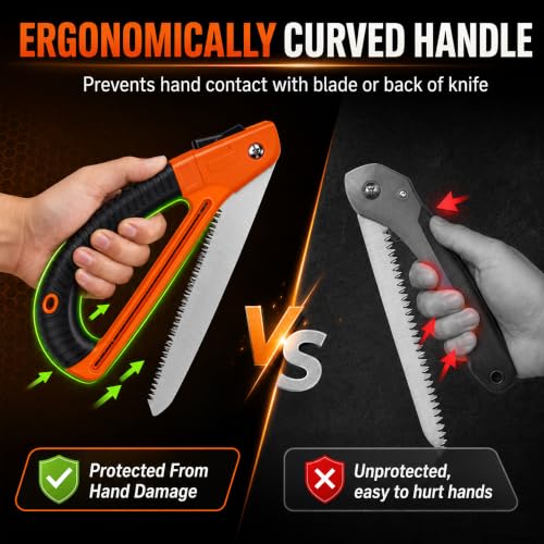 Folding Camping Saw with Safety Hand Guard and SK5 Blade