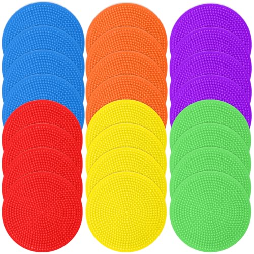 Poly Spot Markers for Gym Floor - 24 Pcs 6 Inch Non-Slip Dots