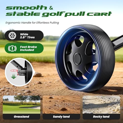 Adjustable 2-Wheel Golf Pull Cart for All Ages - Ergonomic Handle