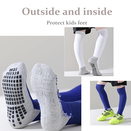 Boys Athletic Knee High Soccer Socks with Grip - 7-10 Years, Black