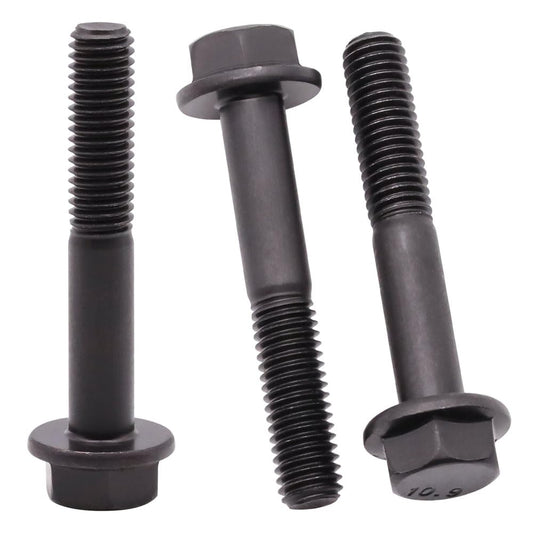 M12-1.75 x 80mm (4 Pack) Flanged Hex Head Bolts, Hexagon Flange Screws, Black Oxide Finish, 10.9 Grade Alloy Steel, Motocycle Car Bolts Replacements, Partial Thread