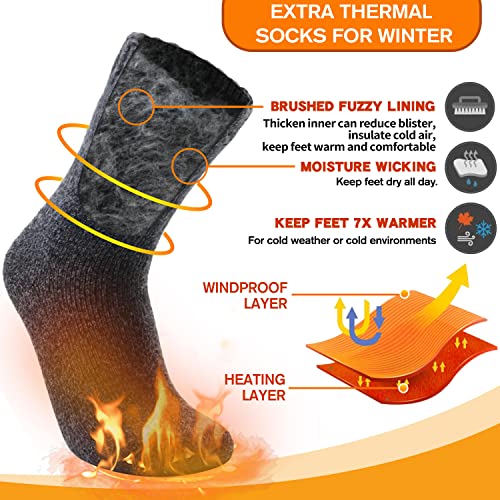 Welwoos 3 Pairs Warm Thermal Socks for Men & Women, Large/Dark Black