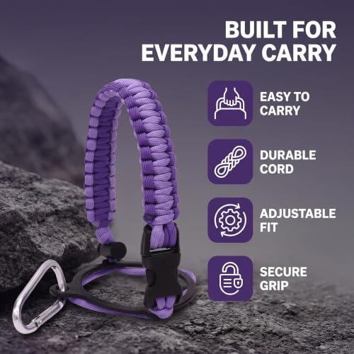 Water Bottle Handle Strap with Carabiner - Purple Paracord Lanyard