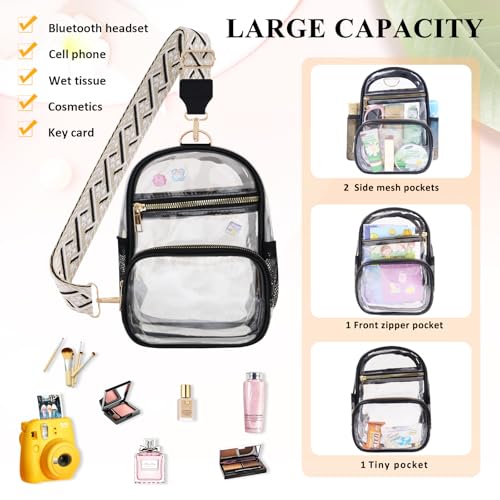 MOVOYEE Clear Stadium Approved Water Bottle Holder & Purse - Black B, for Sports & Concerts
