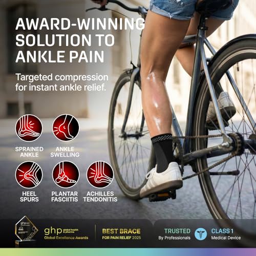 Ankle Compression Sleeve Socks for Sprains & Support - 2-Pack