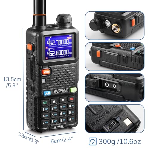 BAOFENG UV-5G Plus GMRS Handheld Radio 969 Channels with 2 Batteries & 15.5" Antenna