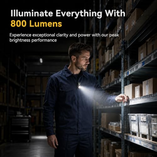 Yzoni R3 Yellow 800 Lumen EDC Clip-On Flashlight, Rechargeable