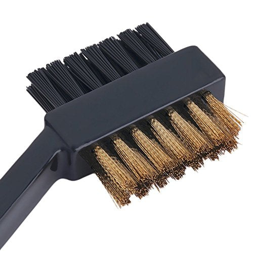 Dual-Sided Golf Club Brush and Groove Cleaner with Brass and Nylon Bristles