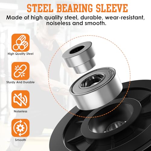 Anobeyi 90mm Nylon Bearing Gym Pulley Wheel – Replacement Cable Machine Part, Black-1pc