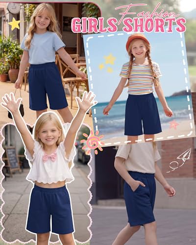 Girls' Wide Leg Bermuda Shorts - Haze Blue, 9-10 Years