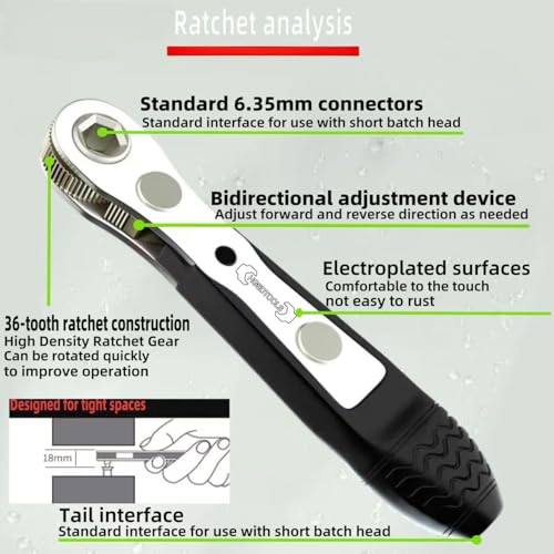 36in1 Right Angle Screwdriver Set 1/4 Mini Ratchet Wrench S2 Magnetic 1/4 Bits 90 Degree Offset Screwdriver Metric/SAE Allen Bits Dedicated to Small Spaces Home&Outdoor Portable Tools