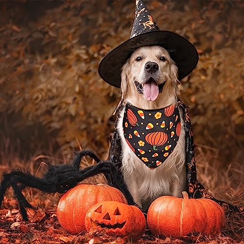 2-Pack Halloween Dog Bandana Set - Pumpkin & Candy Corn - Large