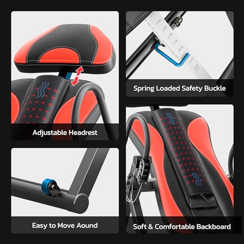 Massage & Heat Inversion Table for Back Pain Relief - W1-Red