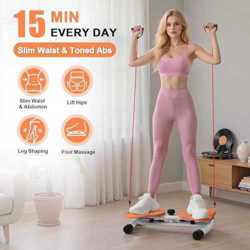 Ab Twister Board with Resistance Bands - 300 lbs Capacity - Orange