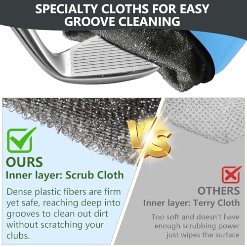 Golf Club and Ball Cleaner Bag - Waterproof Microfiber Wipes Dirt & Grass, Compact & Detachable Clip